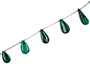 Malachite 17x10-27x12mm Elongated Pear Bead Strand Approximately 15-16" in Length