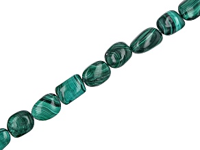 Malachite 10x8-16x10mm Smooth Tumble Bead Strand Approximately 16" in Length
