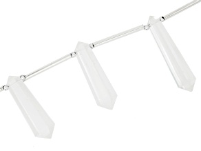 Clear Quartz Faceted 6x24-17x61mm Pencil Shaped Bead Strand Approximately 16" in Length