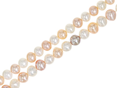 Multicolor Cultured Freshwater Pearl 5.5-6mm & 6-7mm Potato Bead Strand Set of 2