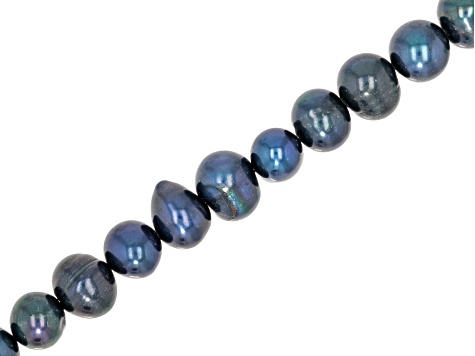 Black Cultured Freshwater Pearl 7-8mm Potato Bead Strand Approximately 14-15" in Length