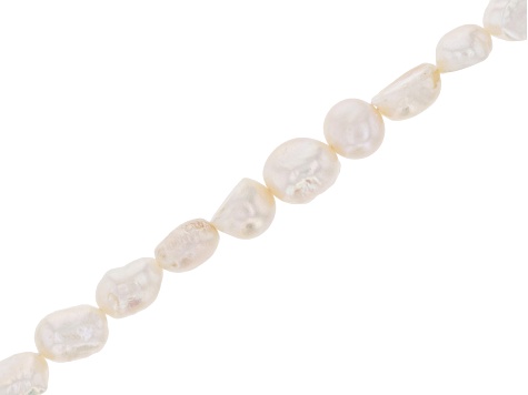 White Cultured Freshwater Pearl 8-9mm Baroque Bead Strand Approximately 14-15" in Length