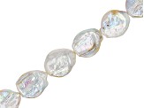 White Cultured Freshwater Pearl 17-18mm Coin Bead Strand Approximately 14-15" in Length