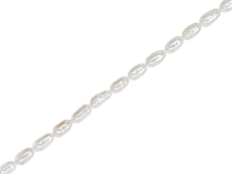 White Cultured Freshwater Pearls 2.5x4.5-3.5x6mm Rice Shaped Bead Strand