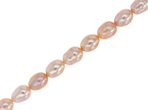 Pink Cultured Freshwater Pearl 5.5x6.5-8mm Rice Bead Strand Approximately 15.5-16" in Length