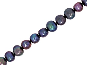 Black Cultured Freshwater Pearls 8-10mm Potato Shaped Bead Strand Approximately 15-15.5" in Length