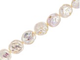 White Cultured Freshwater Pearl 9-10mm Coin Bead Strand Approximately 15-16" in Length