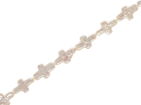 White Cultured Freshwater Pearl 7.5x13.5-8x14mm Cross Shaped Bead Strand