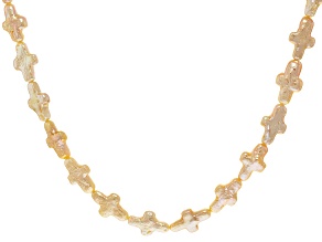 Soft Peach Cultured Freshwater Pearl 7.5x13.5-8x14mm Cross Shaped Bead Strand