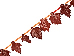 Sun Rock Jasper 23x15-37x22mm Carved Leaf Bead Strand Approximately 15-15.5" in Length