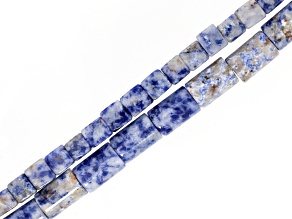 Sodalite 6mm Cube & 8x12mm Tube Shaped Bead Strands with Large Holes Set of 2