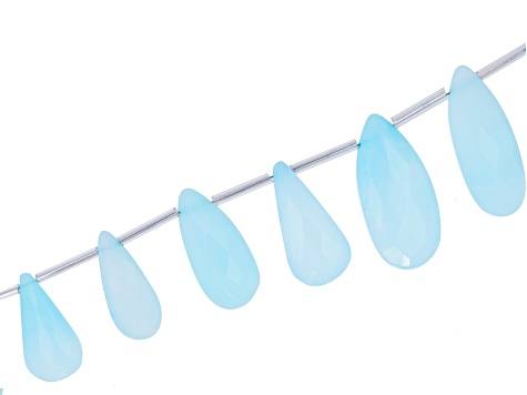 Sky Blue Opal 14x10-25x12mm Faceted Elongated Pear Bead Strand Approximately 8" in Length