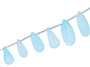 Sky Blue Opal 14x10-25x12mm Faceted Elongated Pear Bead Strand Approximately 8" in Length