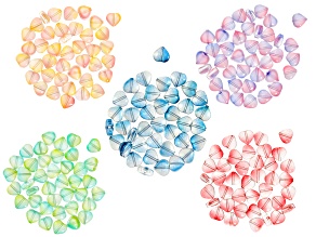 Multicolor 8mm Heart Shaped Glass Beads Set of 200