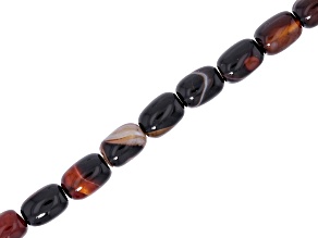 Brown Banded Agate 10x14mm Barrel Shape Bead Strand Approximately 13-14" in Length