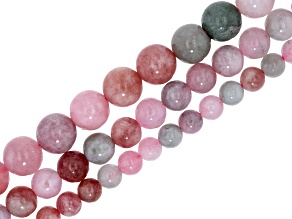 Mountain Rose Quartzite 6mm, 8mm, & 10mm Round Bead Strand Set of 3