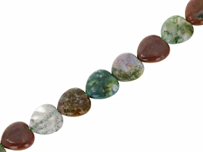 Agate & Jasper 16mm Heart Shape Bead Strand Approximately 14-15" in Length
