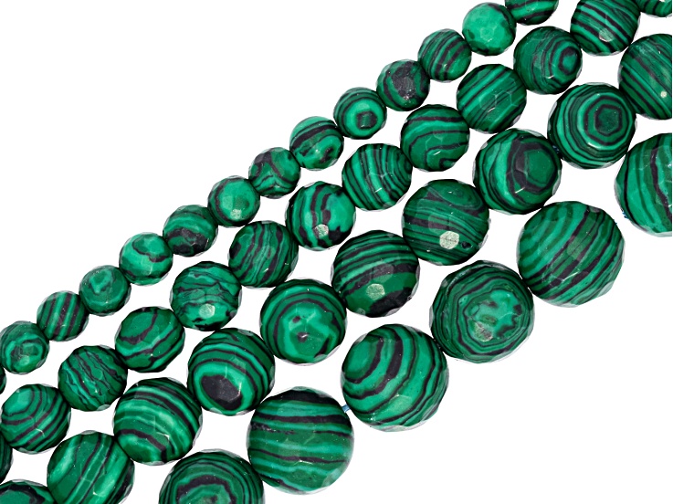 Green Calsilica 6mm,8mm,10mm, & 12mm Faceted Round Bead Strand Set of 4