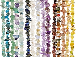 Multi-Stone Chip Endless Bead Strand Set of 15