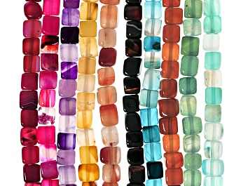 Picture of Multicolor Agate 7-8mm Cube Bead Strand Set of 10