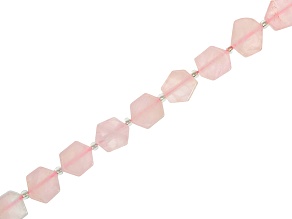 Rose Quartz 9-10mm Hexagon Bead Strand Approximately 14-15"  in Length