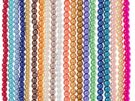 Multicolor Glass Pearl 6mm Round Bead Strand Set of 20