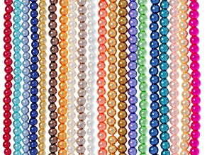 Multicolor Glass Pearl 6mm Round Bead Strand Set of 20