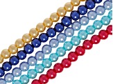 Multicolor Glass Pearl 6mm Round Bead Strand Set of 20