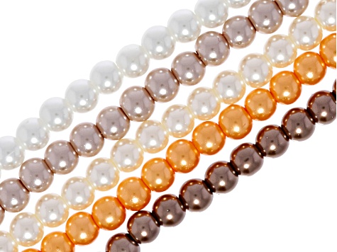 Multicolor Glass Pearl 6mm Round Bead Strand Set of 20