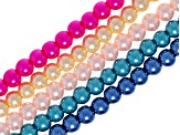 Multicolor Glass Pearl 6mm Round Bead Strand Set of 20