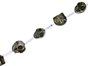 Golden Pyrite Skull Bead Strand Approximately 15" in Length