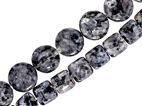 Larvikite Square and Coin Bead Strand Set of 2
