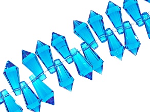 Blue Glass 8x18mm Faceted Teardrop Bead Strand Approximately 18" in Length
