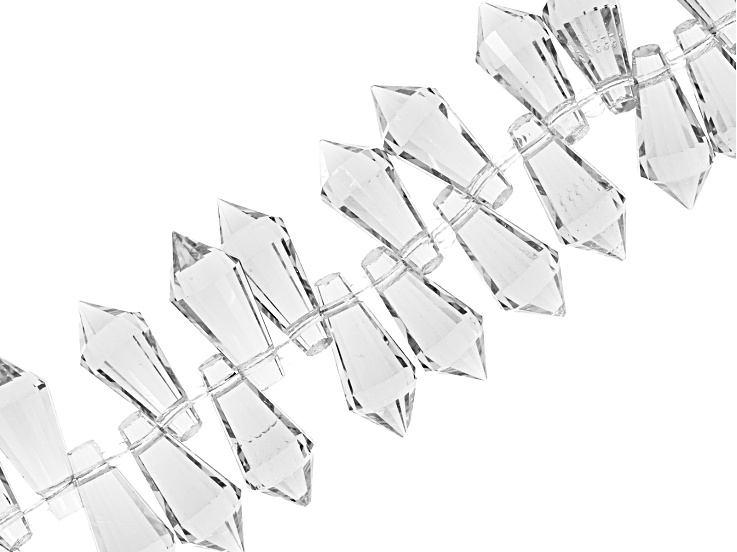 Clear Glass 8x20mm Faceted Teardrop Bead Strand Approximately 18" in Length