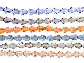 Multicolor Glass 6x8mm Faceted Teardrop Bead Strand Set of 6