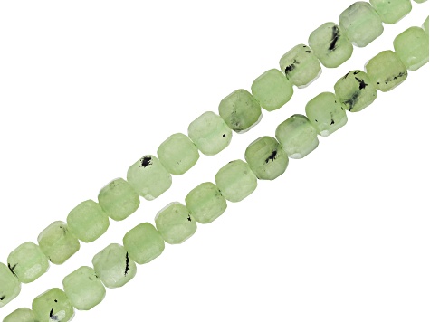 Prehnite 6mm Square Bead Strand Set of 2