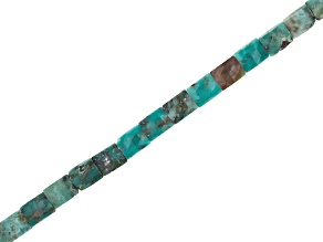 Turquoise Color Chrysocolla 8x10mm Faceted Rectangle Bead Strand