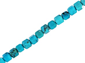 Hubei Turquoise 3mm Microfaceted 3mm Cube Bead Strand Approximately 16" in Length