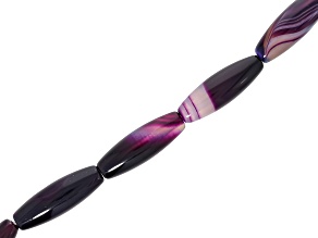 Dark Purple Agate 10x20mm Rice Shape Bead Strand Approximately 15-16" in Length