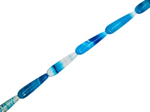 Blue Agate 8x30mm Teardrop Shape Bead Strand Approximately 15-16" in Length