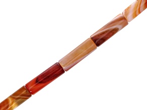 Red Banded Agate 10x30mm Cylinder Bead Strand Approximately 15-16" in Length