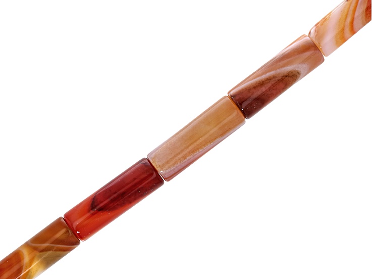 Red Banded Agate 10x30mm Cylinder Bead Strand Approximately 15-16" in Length