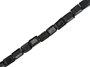 Black Spinel 7x5-8x6mm Faceted Square Bead Strand Approximately 16" in Length