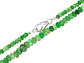 Tsavorite Garnet 3-4mm Faceted Round Bead Strand with Sterling Silver Clasp