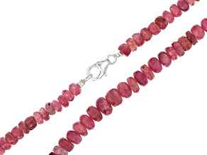 Pink Tourmaline 5-7mm Faceted Round Bead Strand with Sterling Silver Clasp