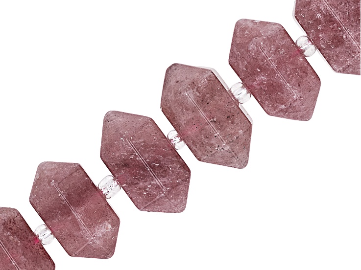 Strawberry Quartz 12x22-14-30mm Faceted Pencil Shaped Bead Strand Approximately 15-16" in Length