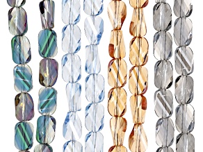 Multicolor 6x9mm Twisted Rectangle Approximately 24" in Length Set of 8