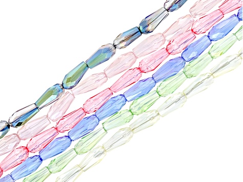 Multicolor Glass 4x9mm Faceted Teardrop Set of JLW14114 JTV