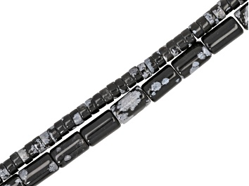 Picture of Snow Flake Obsidian 6x10mm Tube & 2x4mm Wheel Bead Strand Set of 2