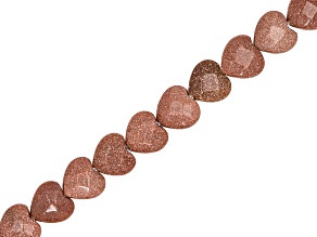 Goldstone 10mm Faceted Heart Shape Bead Strand Approximately 14-15" in Length